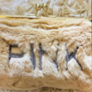 Furry Tan PINK Kiss Lock Bag